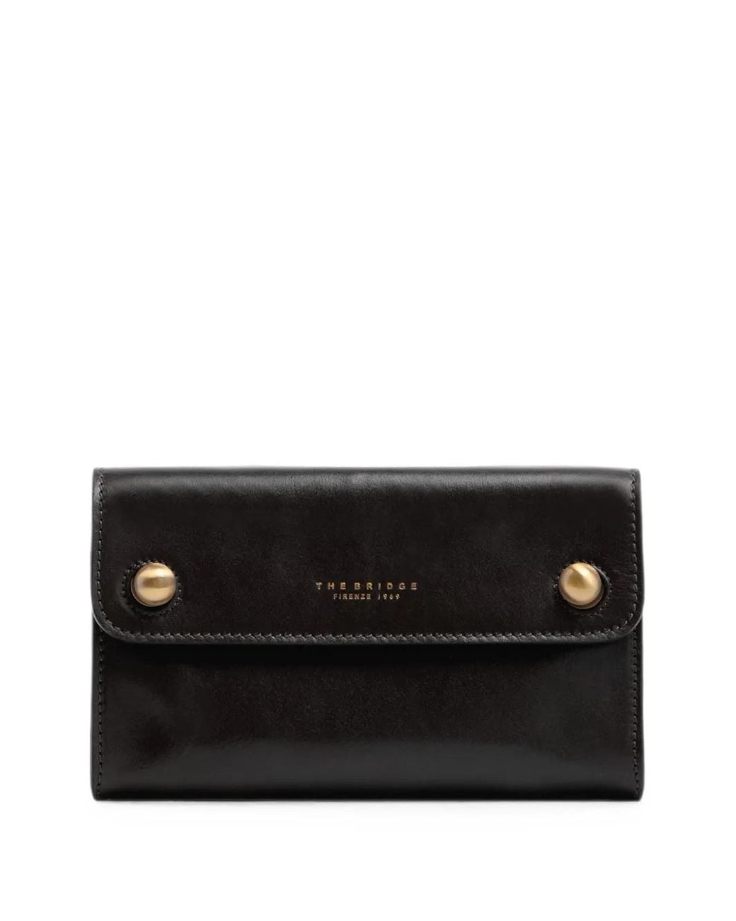 The Bridge Black Flap-Closure Clutch Bag