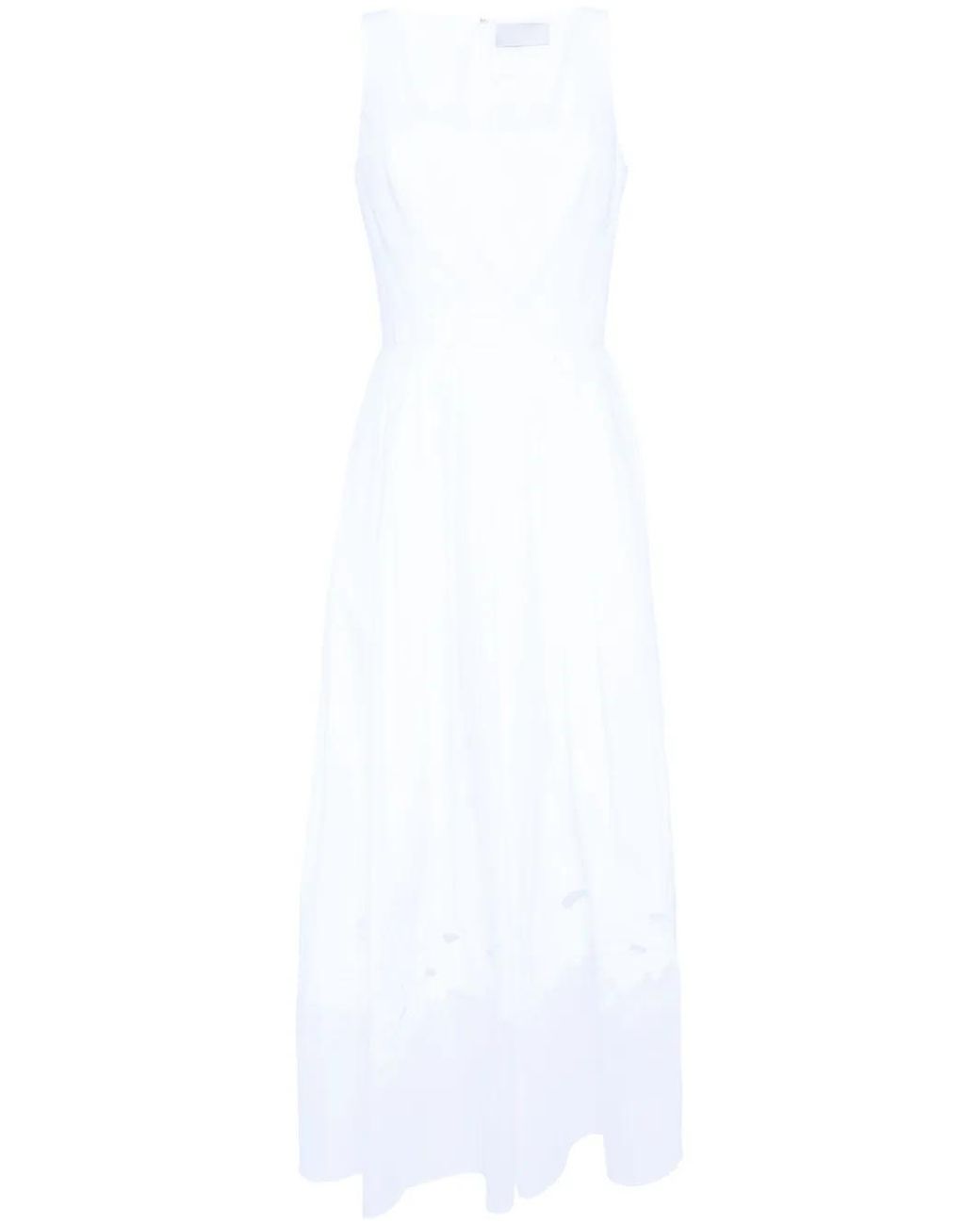 Elie Saab White Embroidered Pleated Dress
