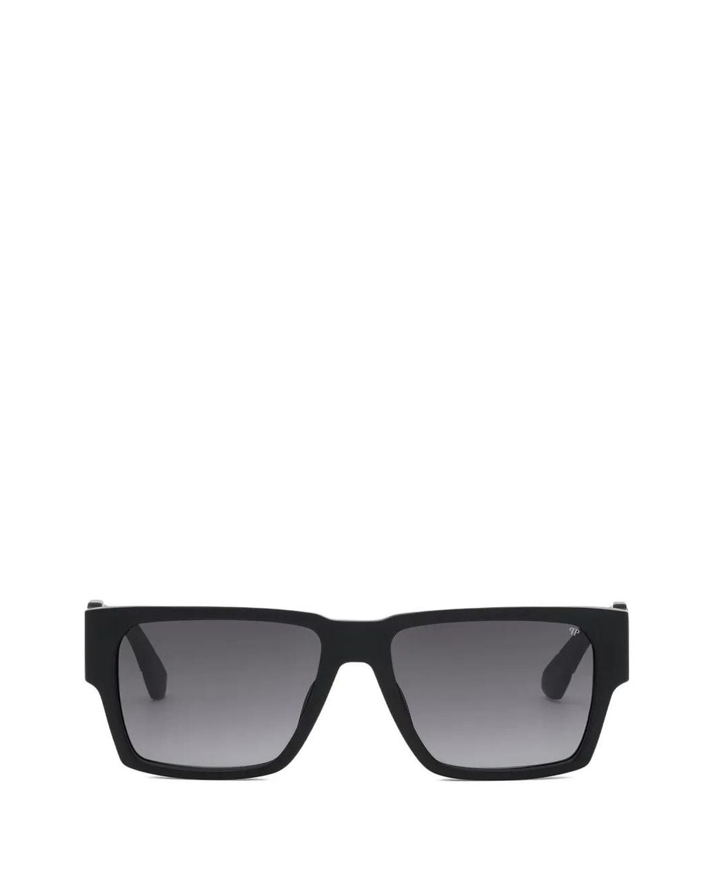 Philipp Plein Black Logo-Plaque Rectangle-Frame Sunglasses for men