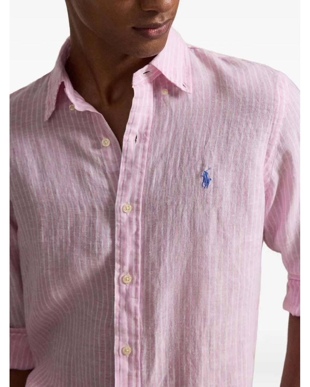 Polo Ralph Lauren Pink Striped Long-Sleeve Shirt for men