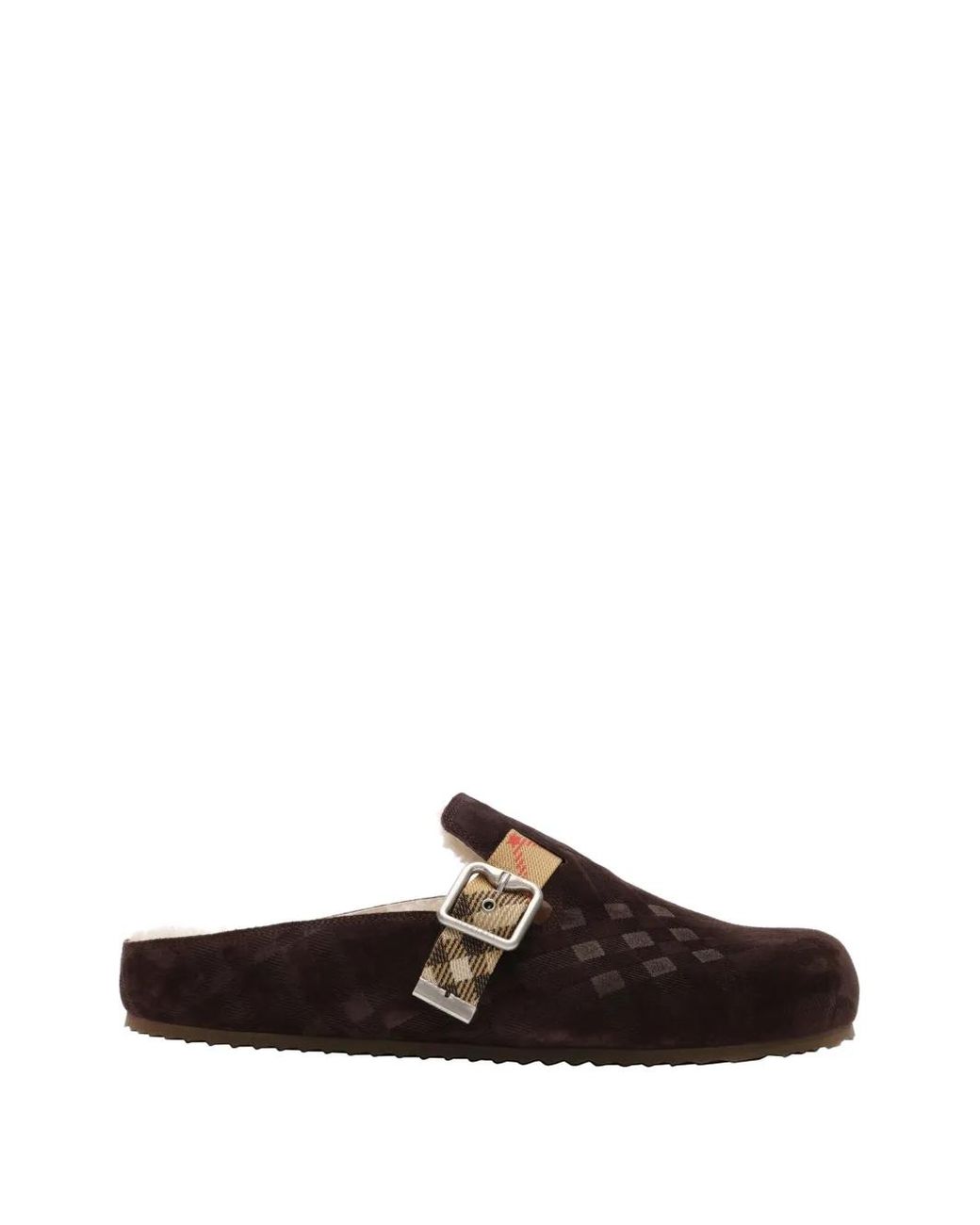 Burberry Check Urchin Clogs Mit Shearling in White für Herren