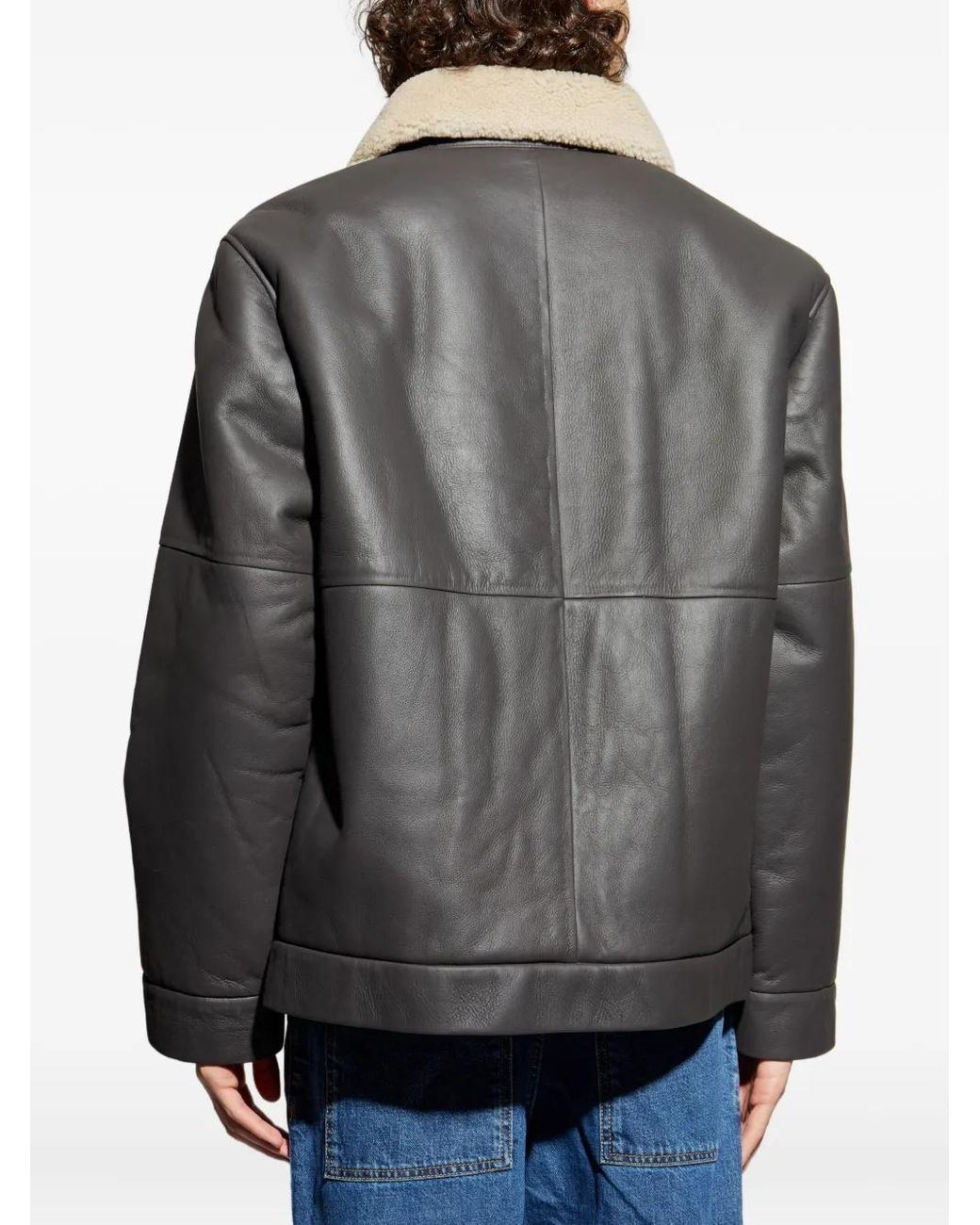 Maison Kitsuné Gray Shearling-Collar Jacket for men