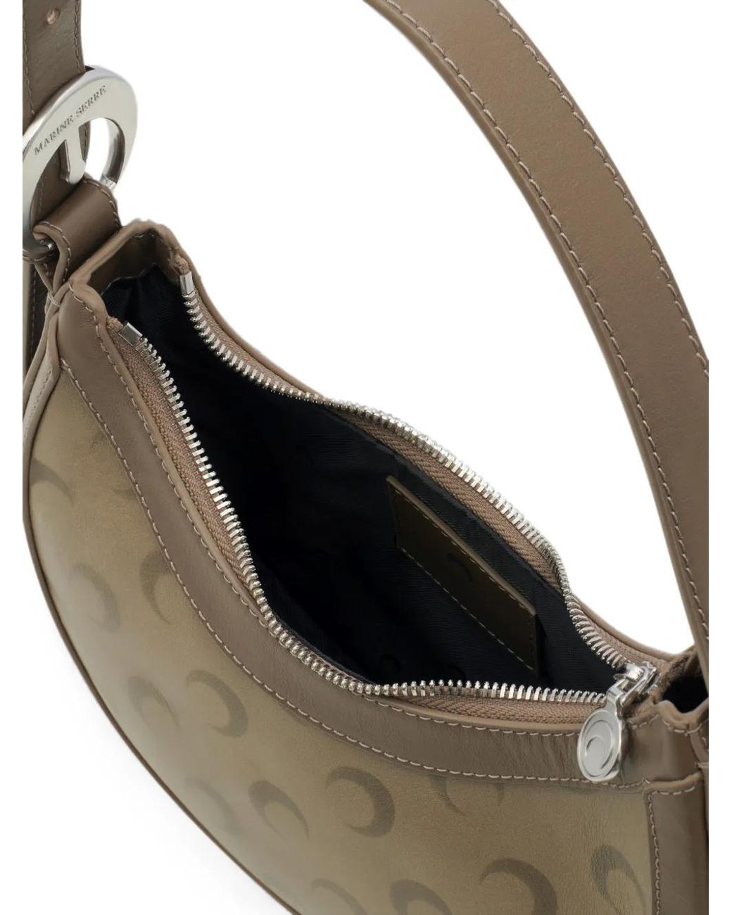 MARINE SERRE Gray Faded-Leather Moon Eclips Mini Bag