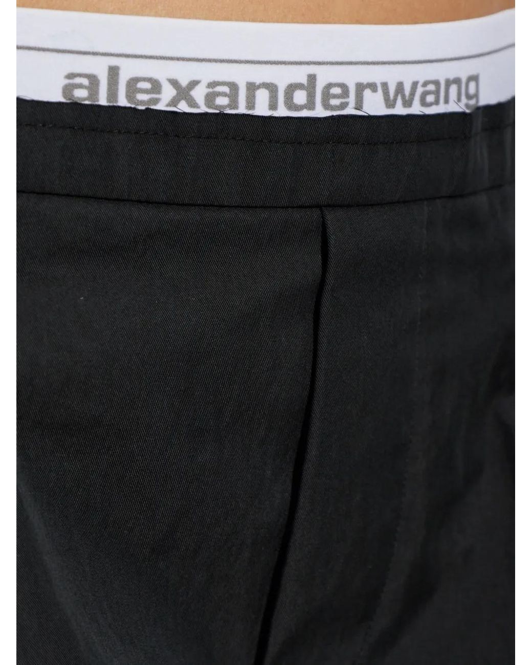Alexander Wang Black Pantalon Court À Taille À Logo