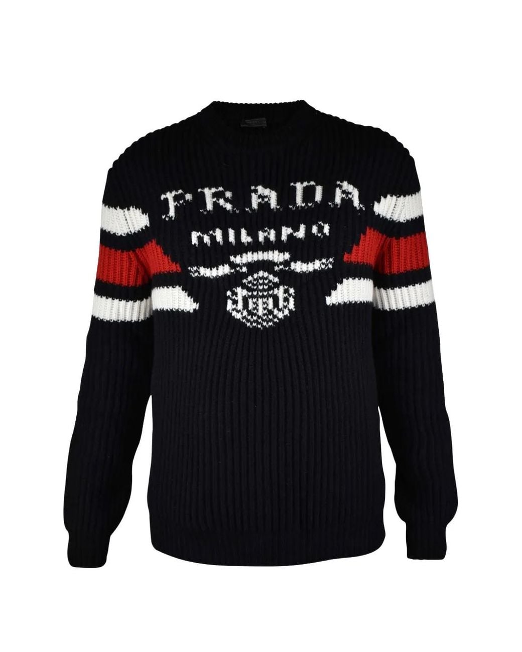 Prada Black Logo Crew Neck Sweater for men