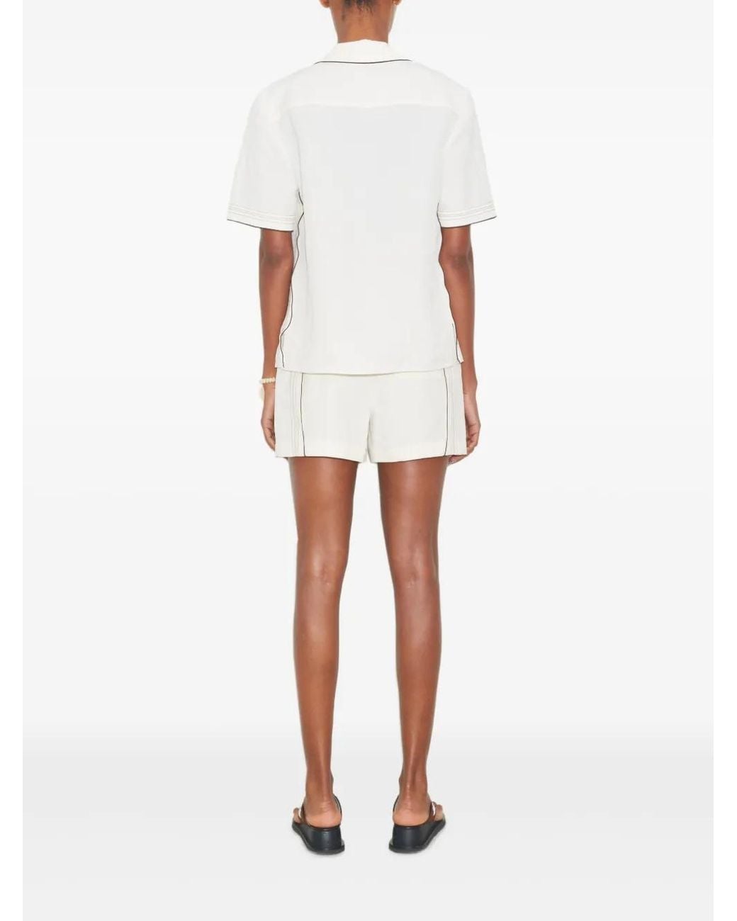 Tory Burch White Pleated High-Waisted Shorts