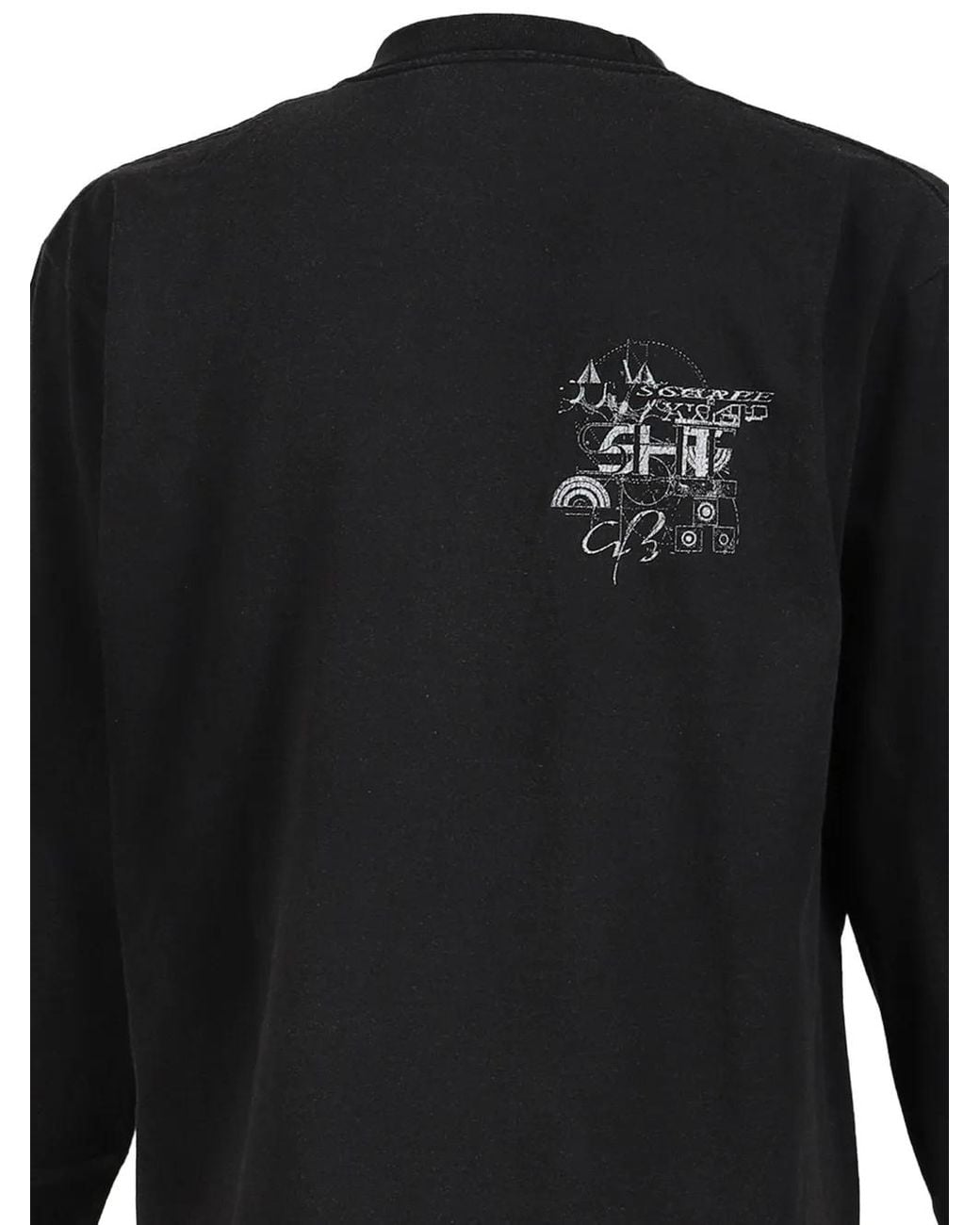 SHT Black Graphic-Print Long-Sleeve T-Shirt for men