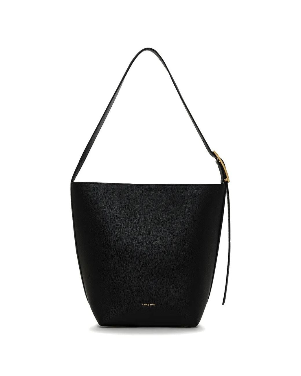Anine Bing Black Elly Bucket Bag Grained Leather