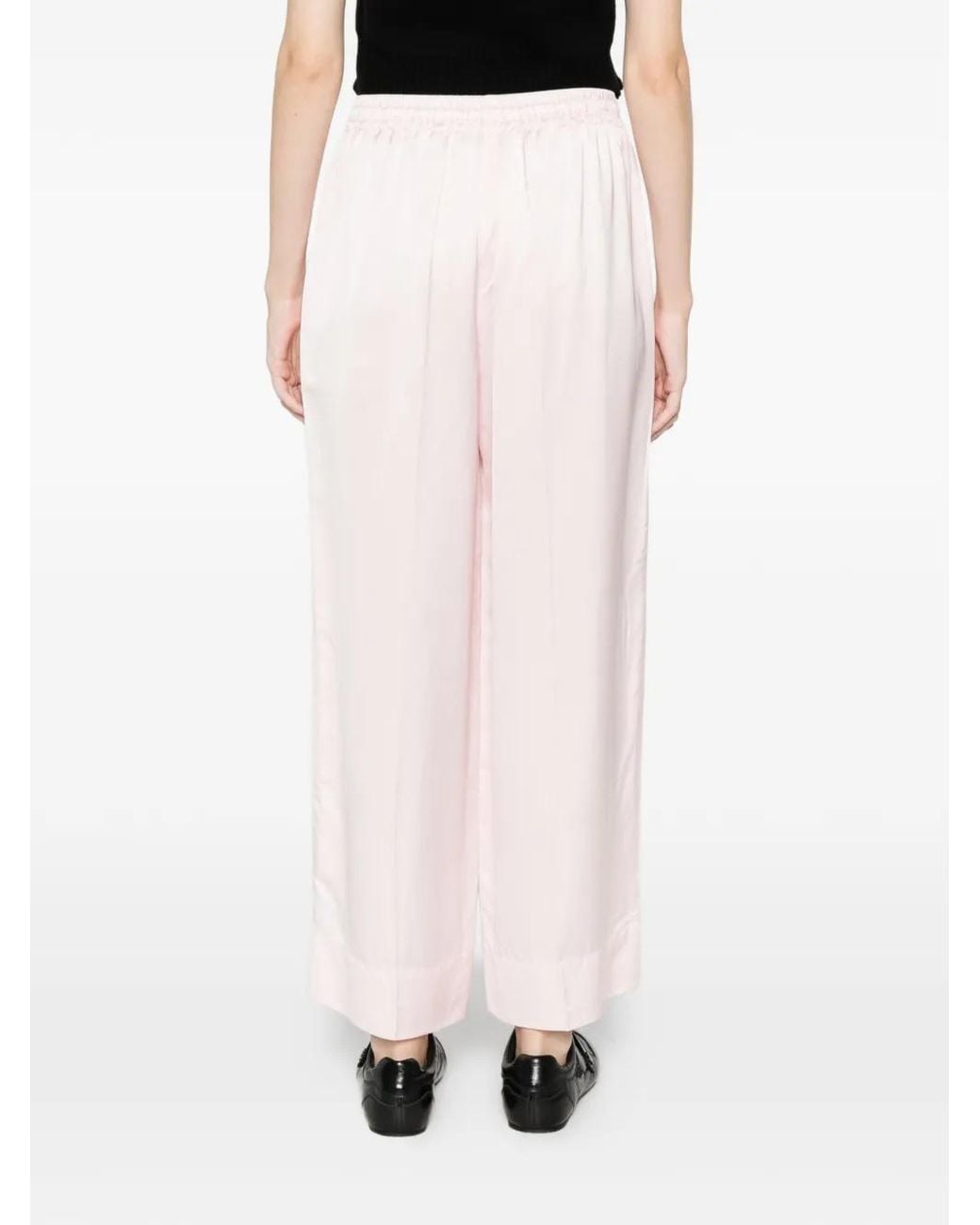 Sandro Pink Satin Wide-Leg Trousers