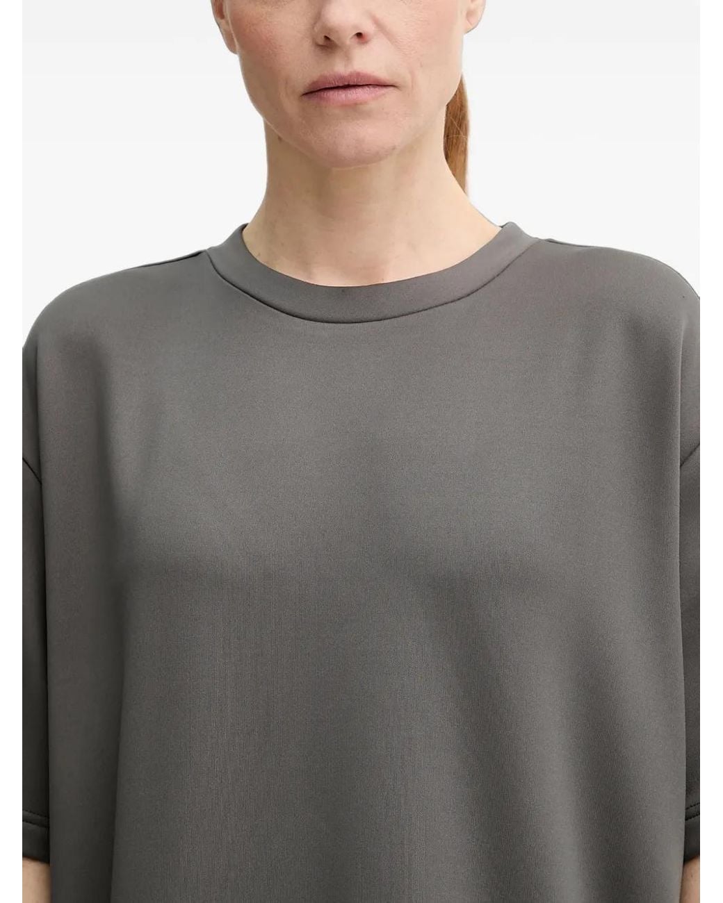 Rains Gray Oversized Logo-Patch T-Shirt