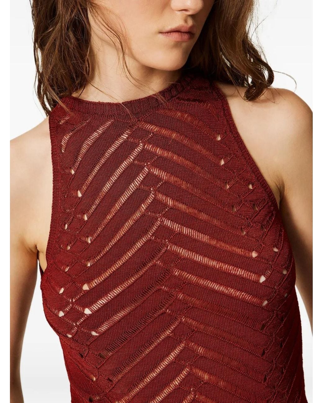Haut En Maille À Motif De Chevrons Twinset en coloris Red