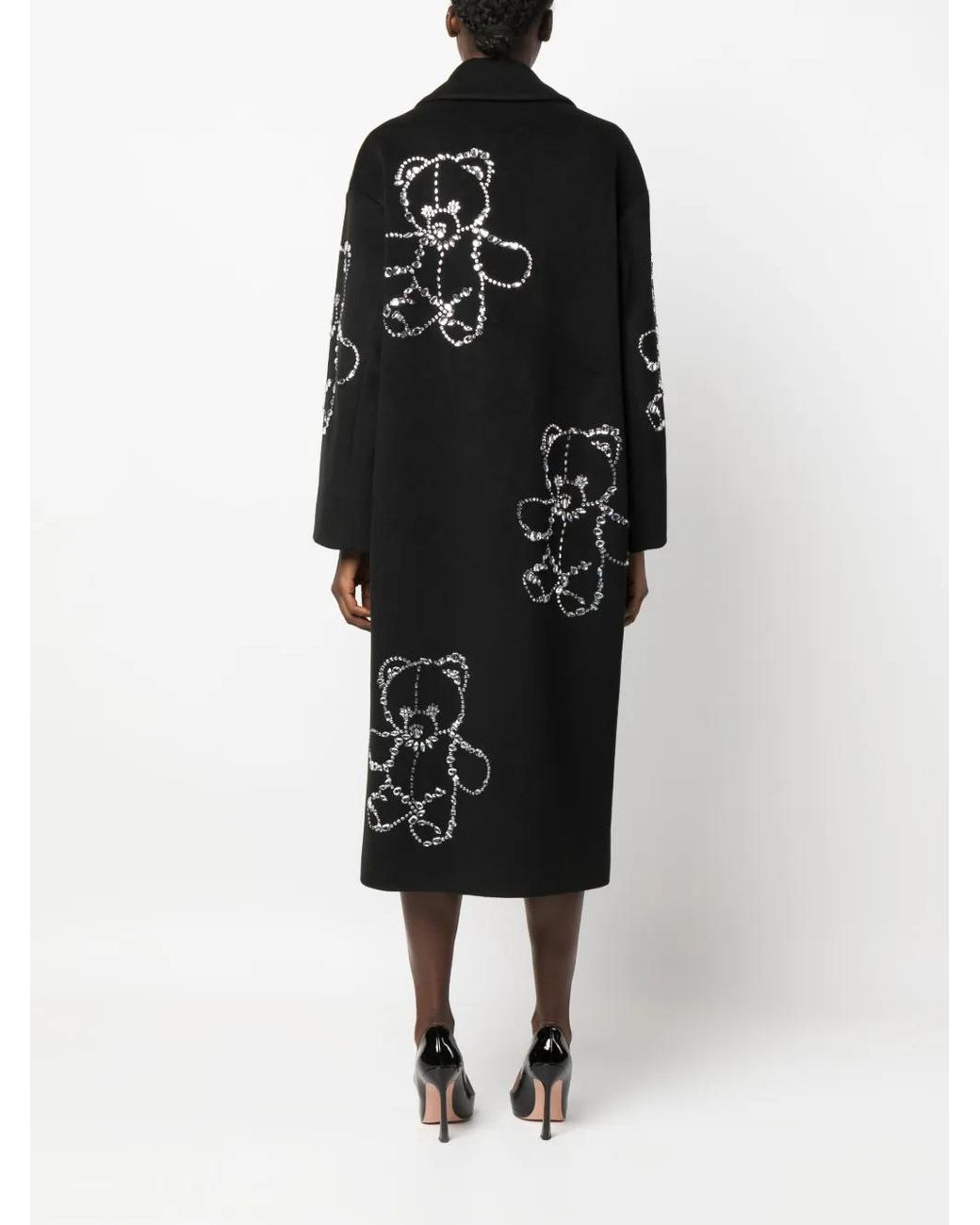 Philipp Plein Black Castoni Teddy Bear Oversized Coat