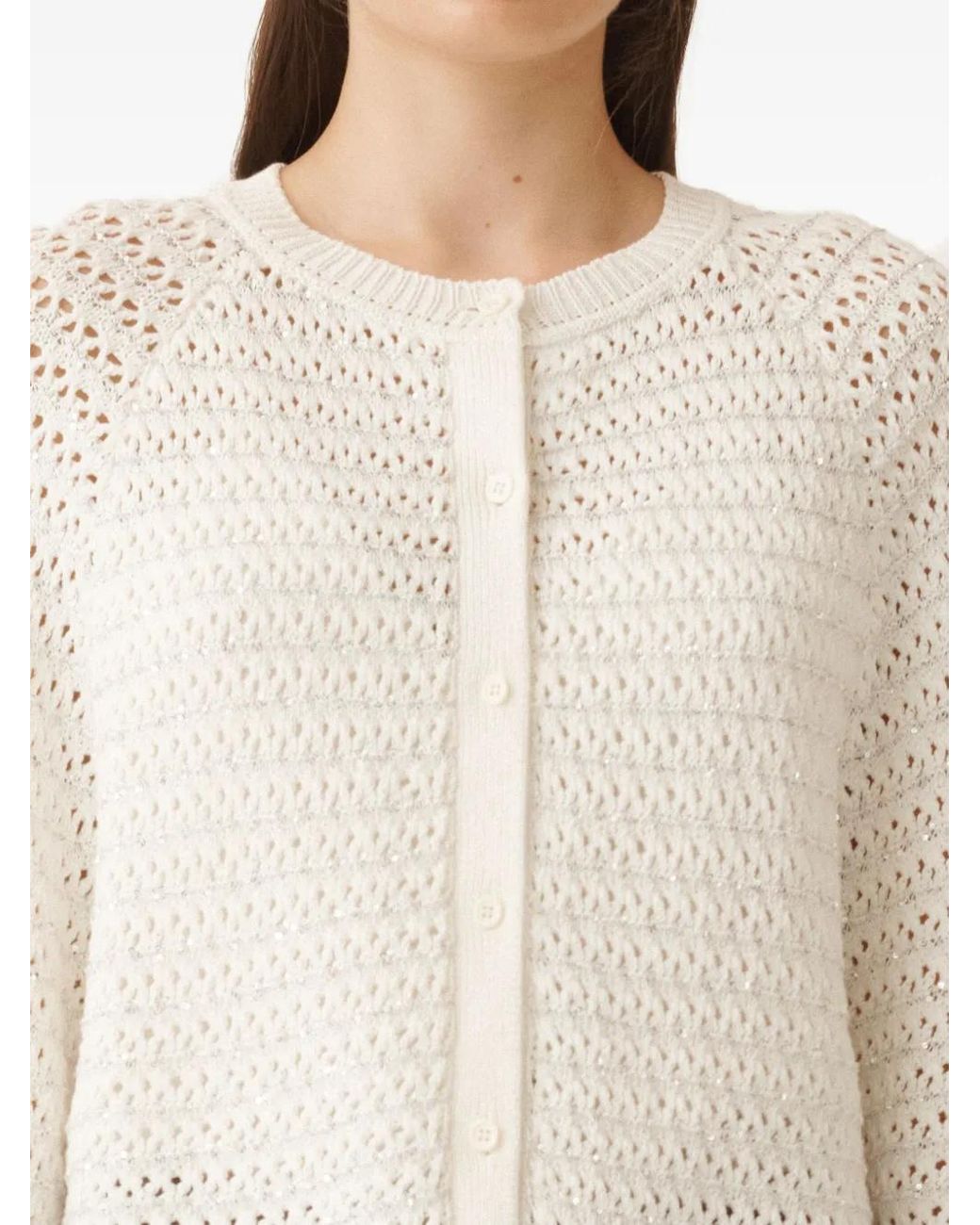 Fabiana Filippi Natural Open-Knit Cardigan