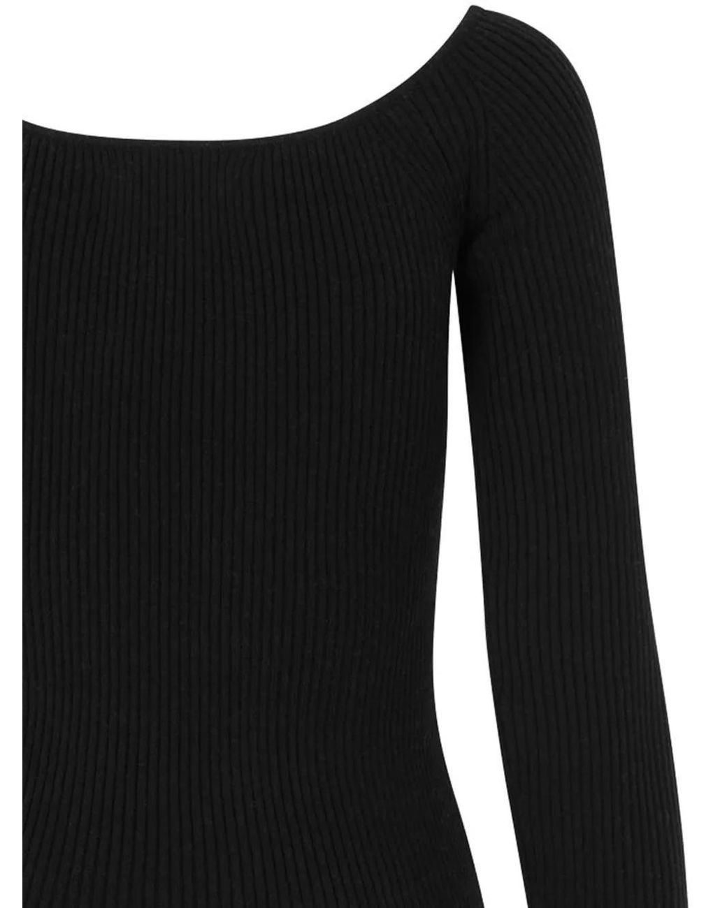 Samsøe & Samsøe Black Ribbed Scoop-Neck Top