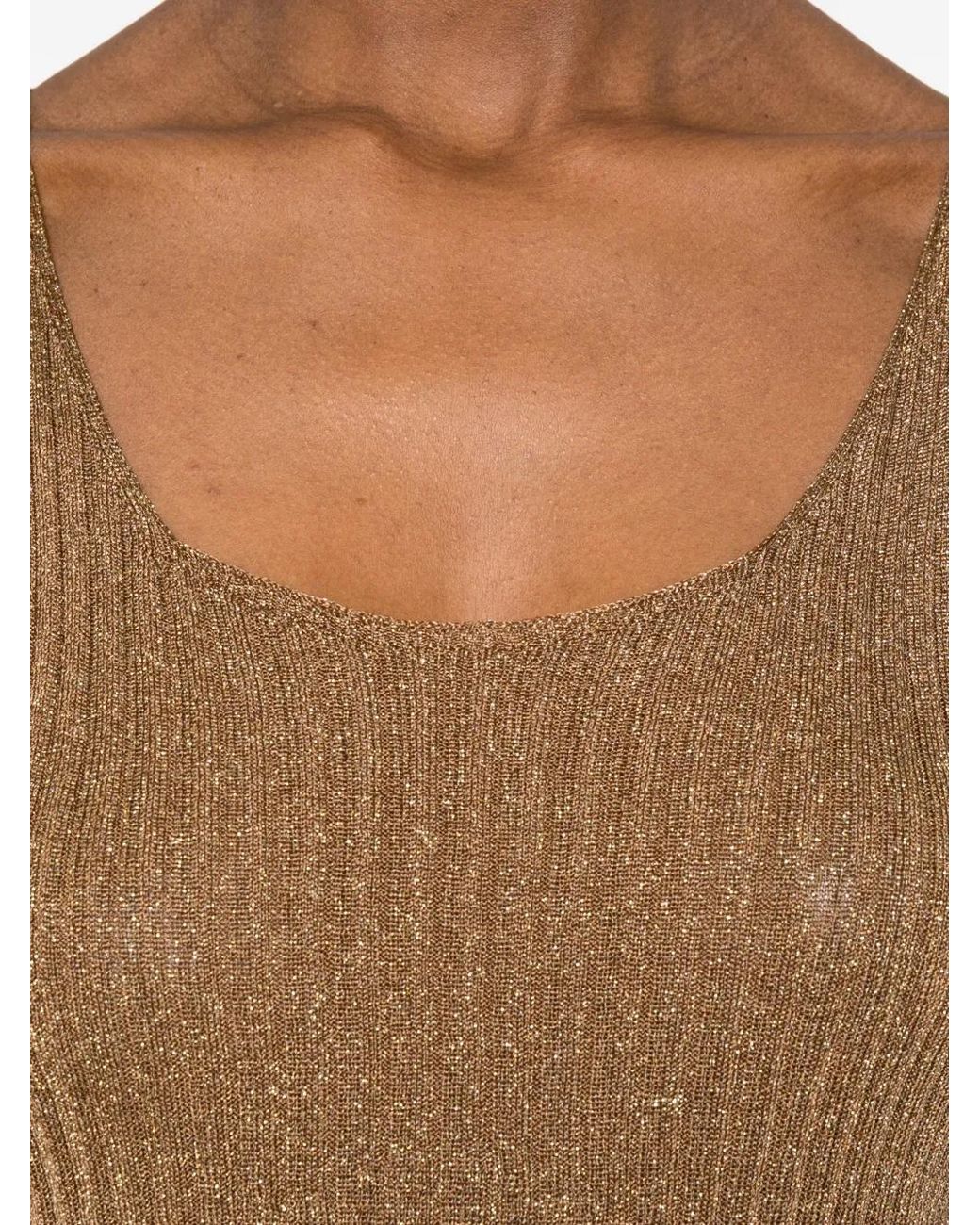Twinset Brown Knit Top With Lurex