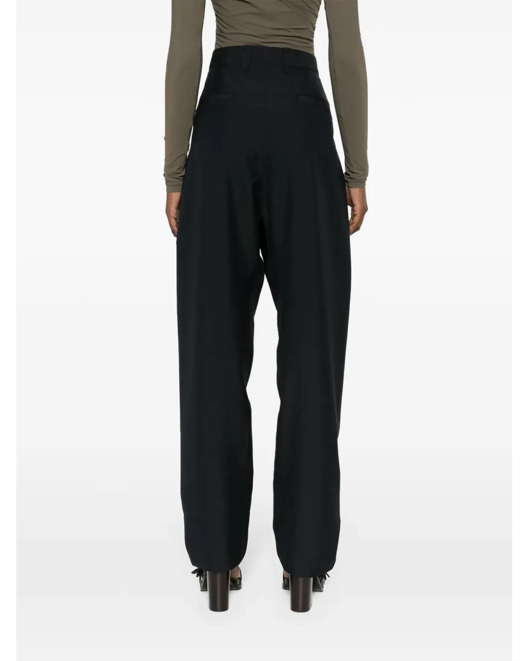 Lemaire Black Pleat-Detail Tailored Trousers