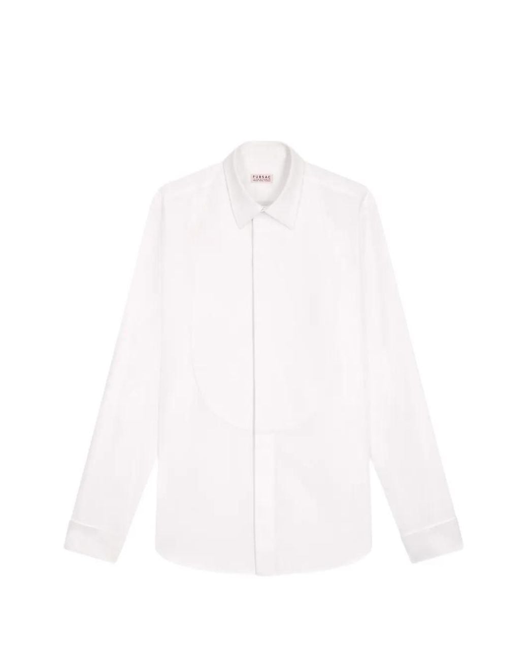Fursac White Honeycomb-Textured Bib-Panel Slim-Fit Shirt for men