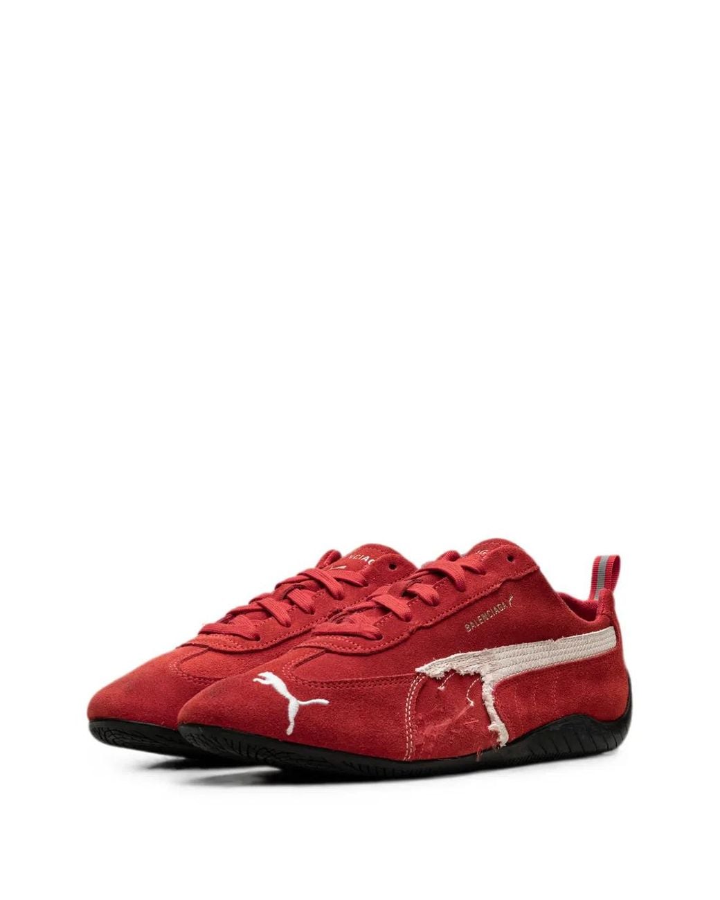 PUMA Red X Balenciaga Speedcat Distressed Lace-Up Suede Sneakers for men