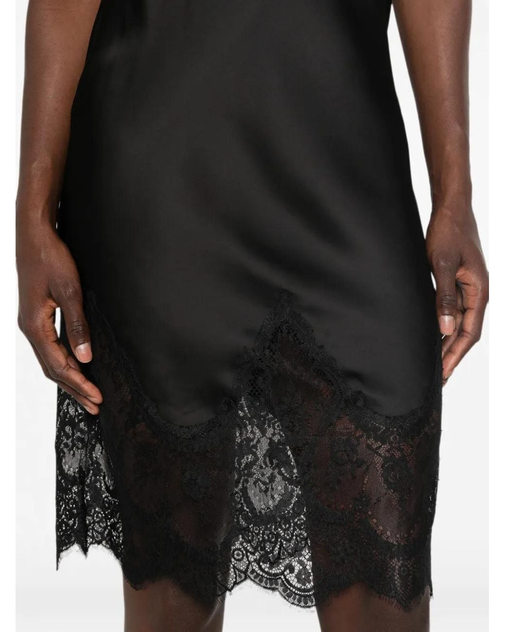 Norma Kamali Black Bias Slip Dress With Lace