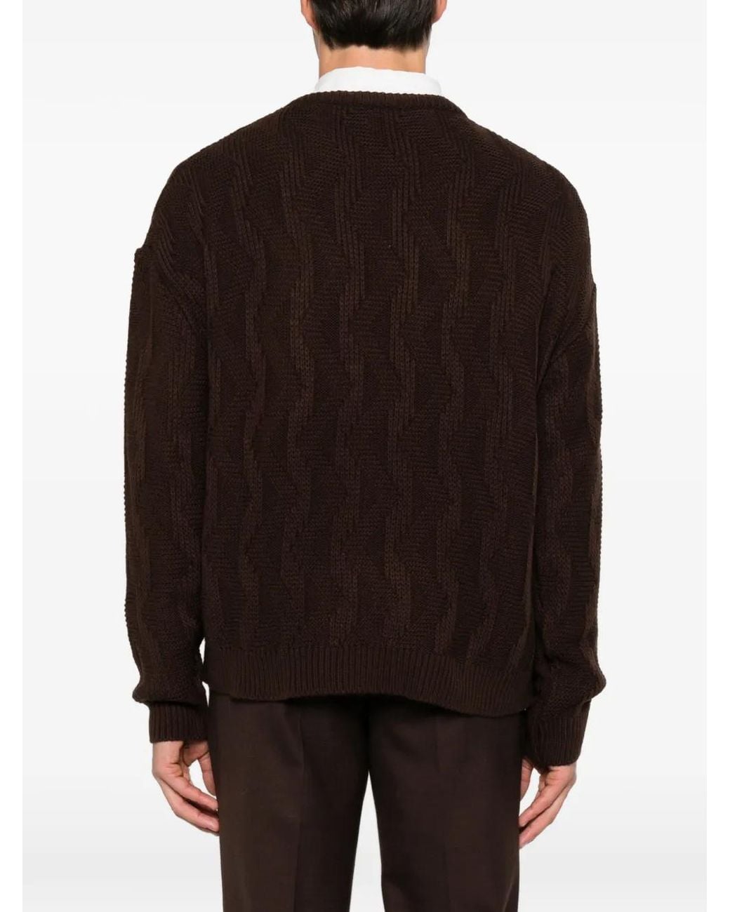 Imperial Brown Cable-Knit Sweater for men