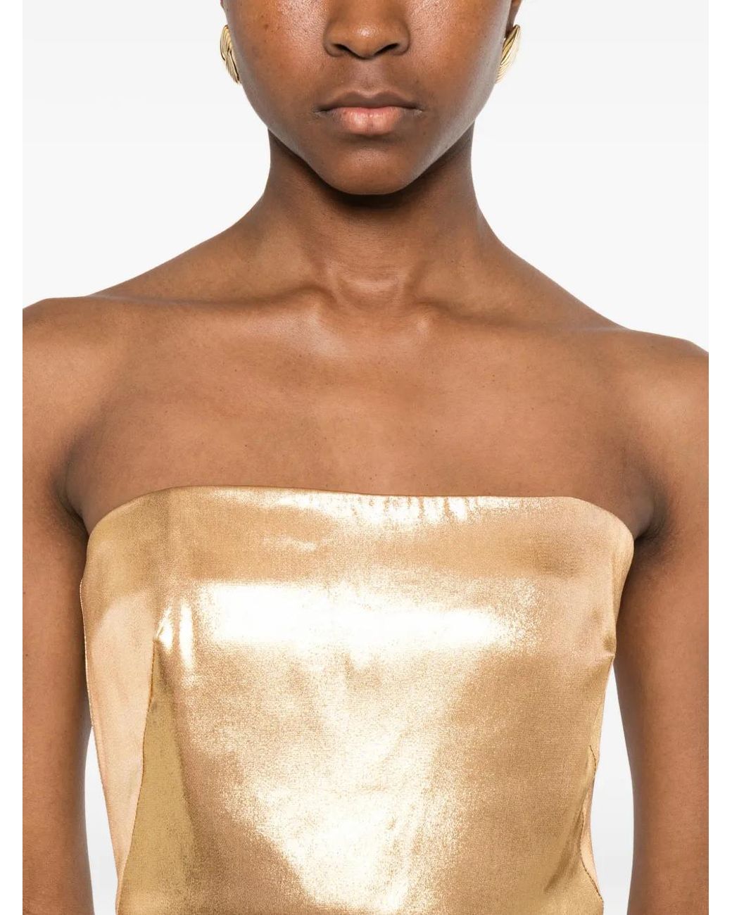 Galvan Metallic Robe Longue À Épaules Dénudées