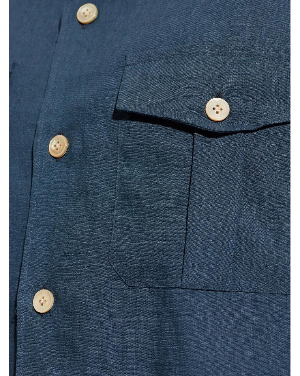 Eleventy Blue Pocket Button Shirt for men
