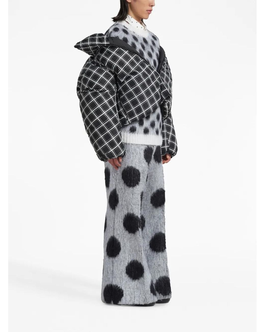 Marni Black Checked Oversized Down Jacket for men