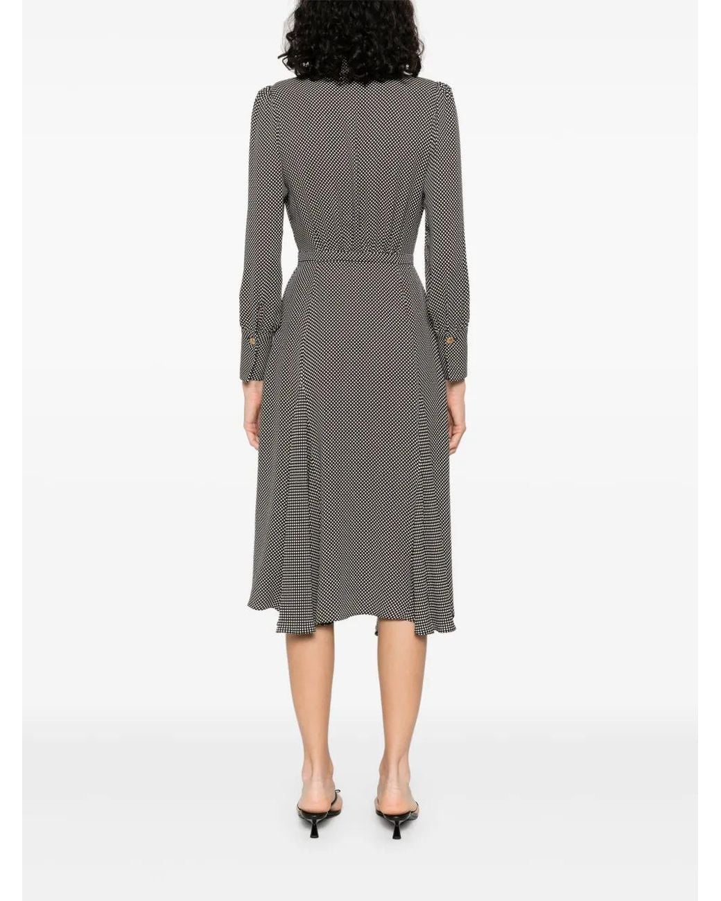 Elisabetta Franchi Gray Polka-Dot Midi Dress