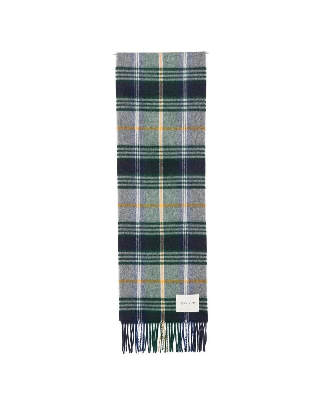 Gant Green Check-Pattern Wool Scarf for men