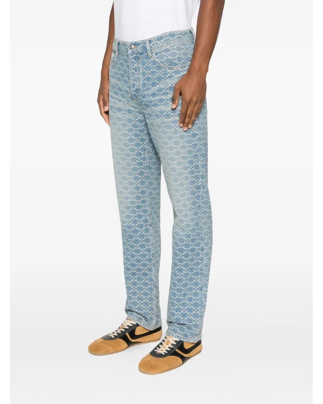 Sandro Blue Square-Pattern Jeans for men