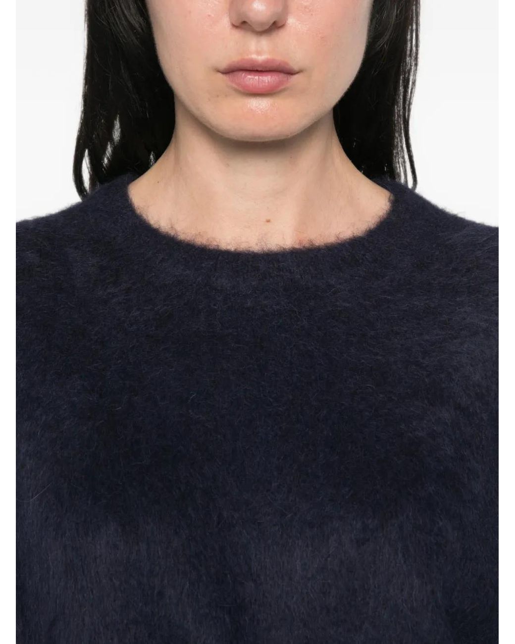 Soft Goat Blue Gebürsteter Strickpullover