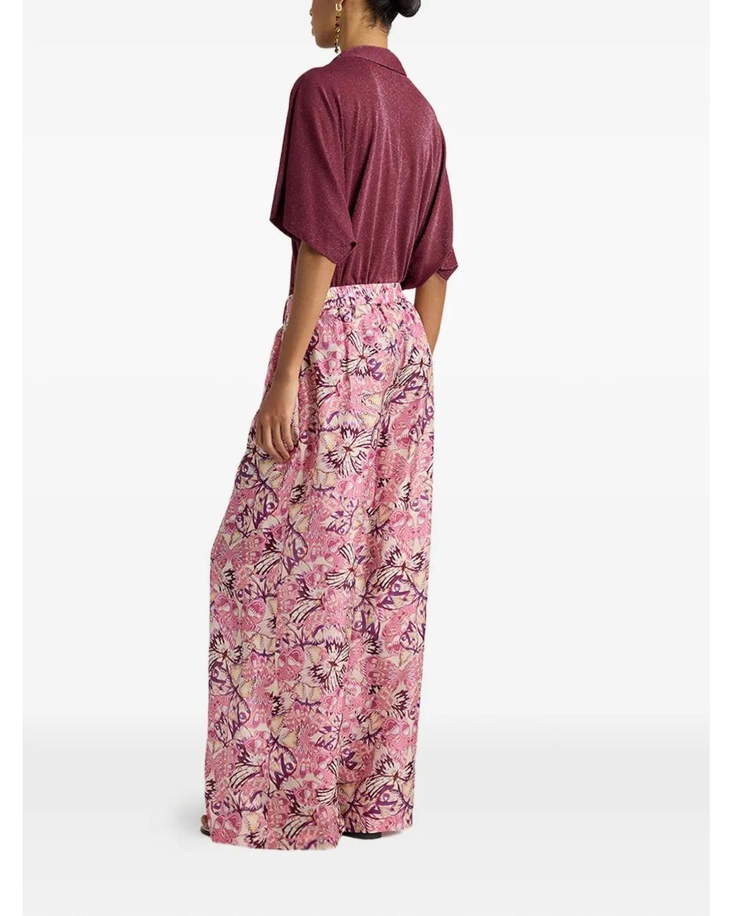 Momoní Pink Printed Pleated Palazzo Pants