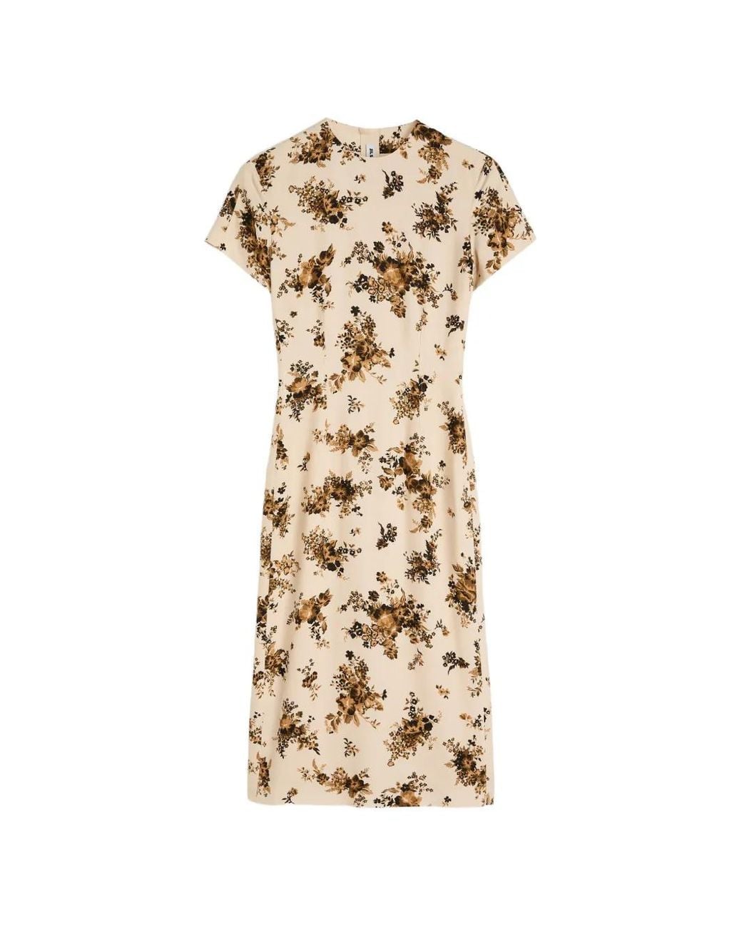 Jil Sander Metallic Envers Satin Printed Dress