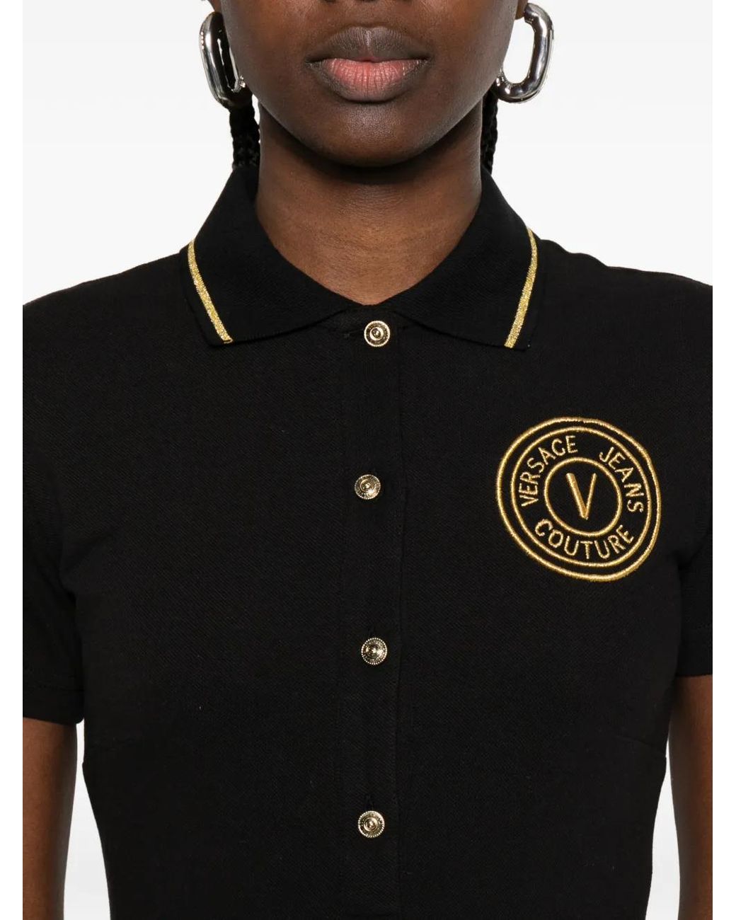 Versace Jeans Couture Black Button Logo Mini Dress