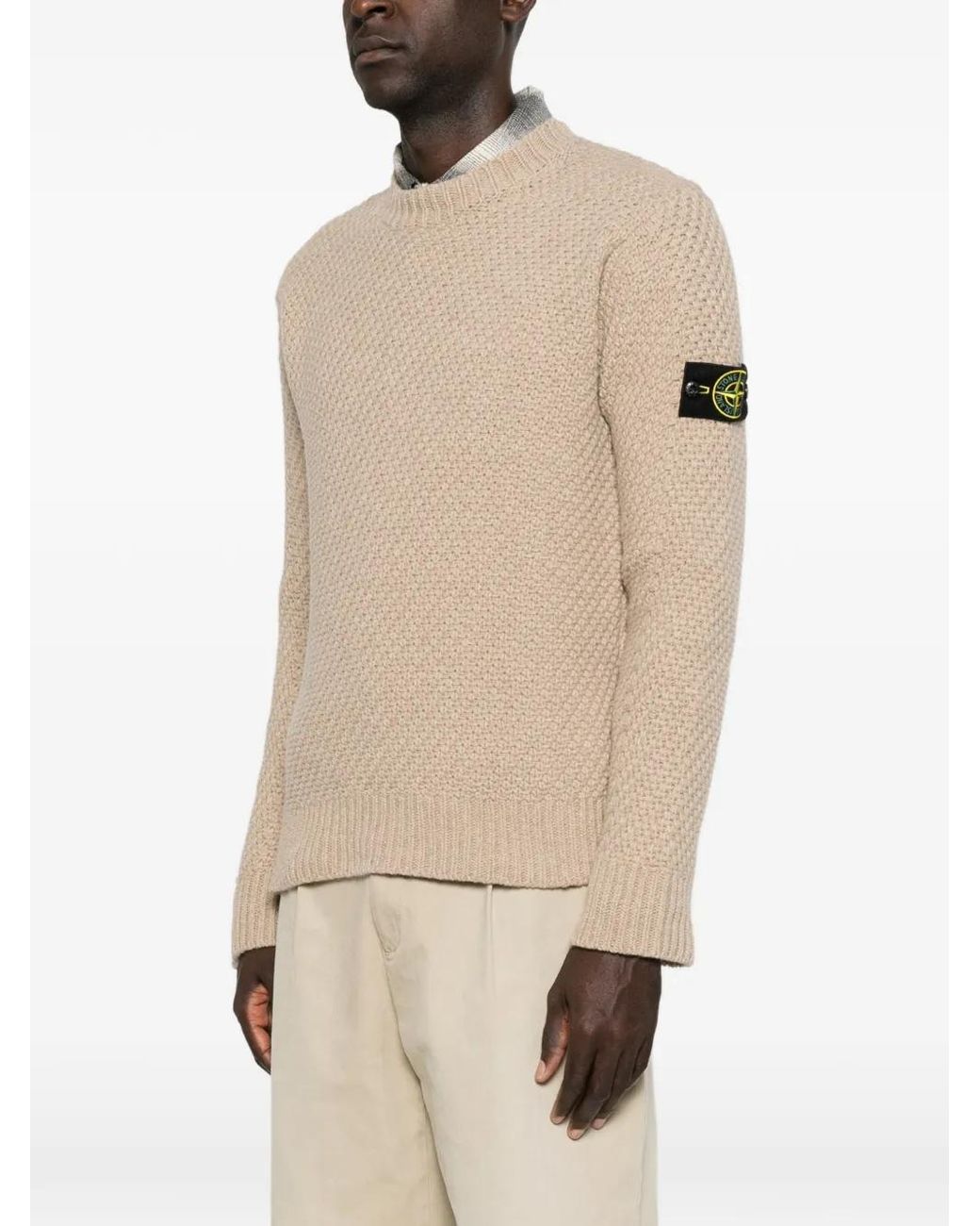 Stone Island Natural Compass Patch Waffle-Knit Sweater for men