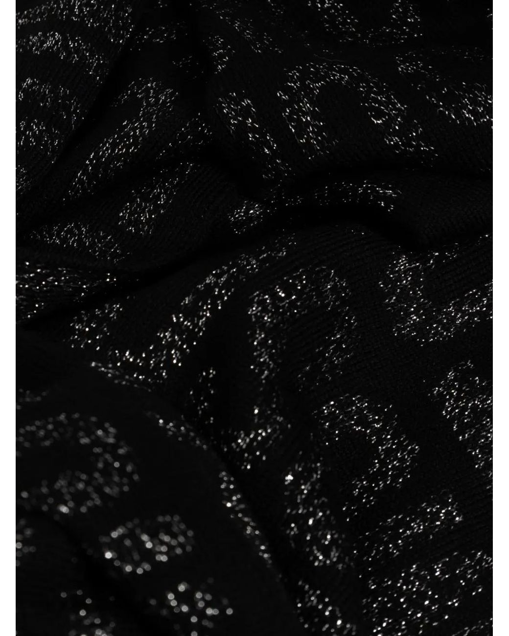 Moschino Black Logo-Print Lurex Scarf