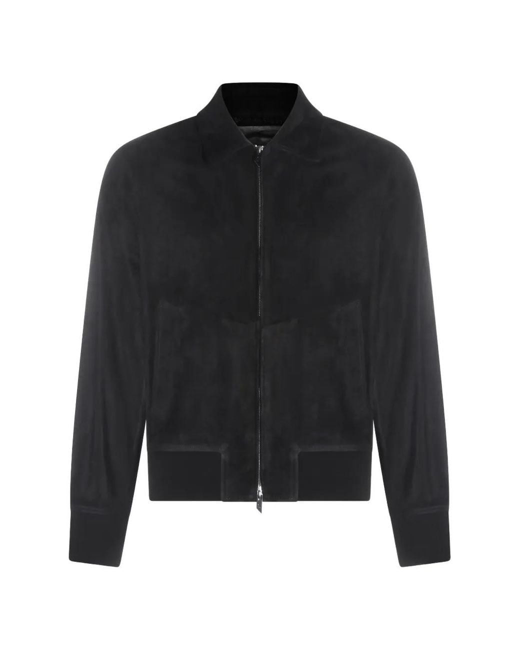 Salvatore Santoro Black Zip-Up Suede Jacket for men