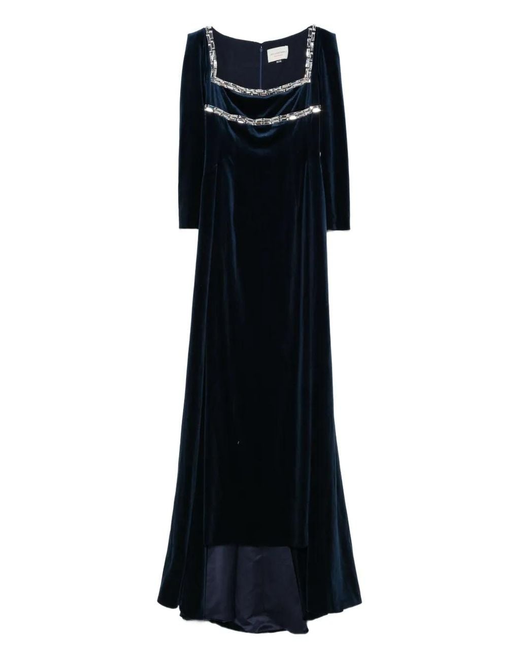 Jean Louis Sabaji Black Crystal-Embellished Velvet Gown