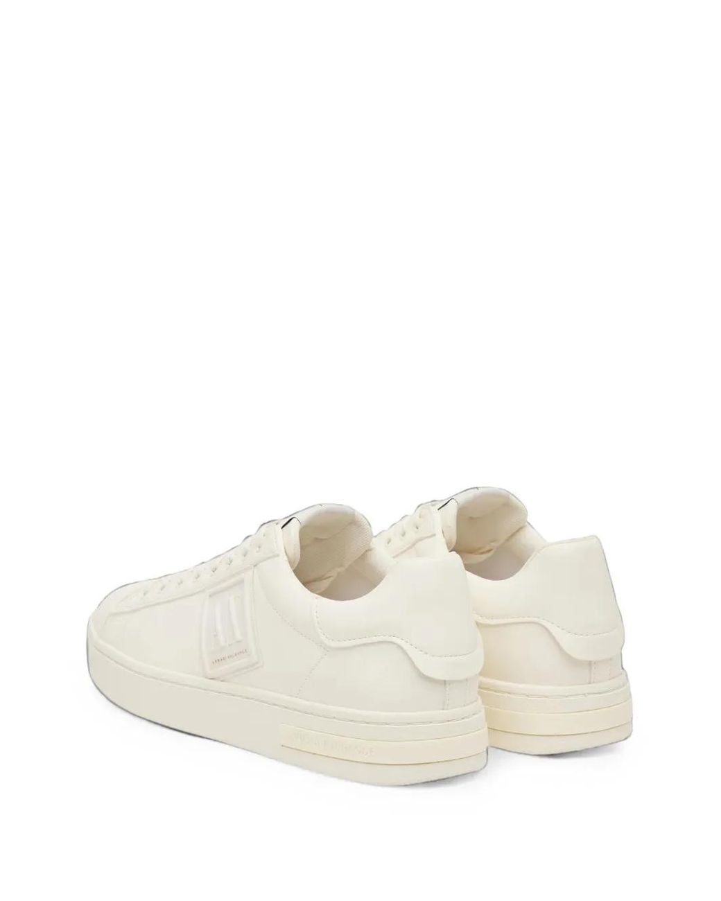 ARMANI EXCHANGE White Logo-Patch Lace-Up Sneakers for men