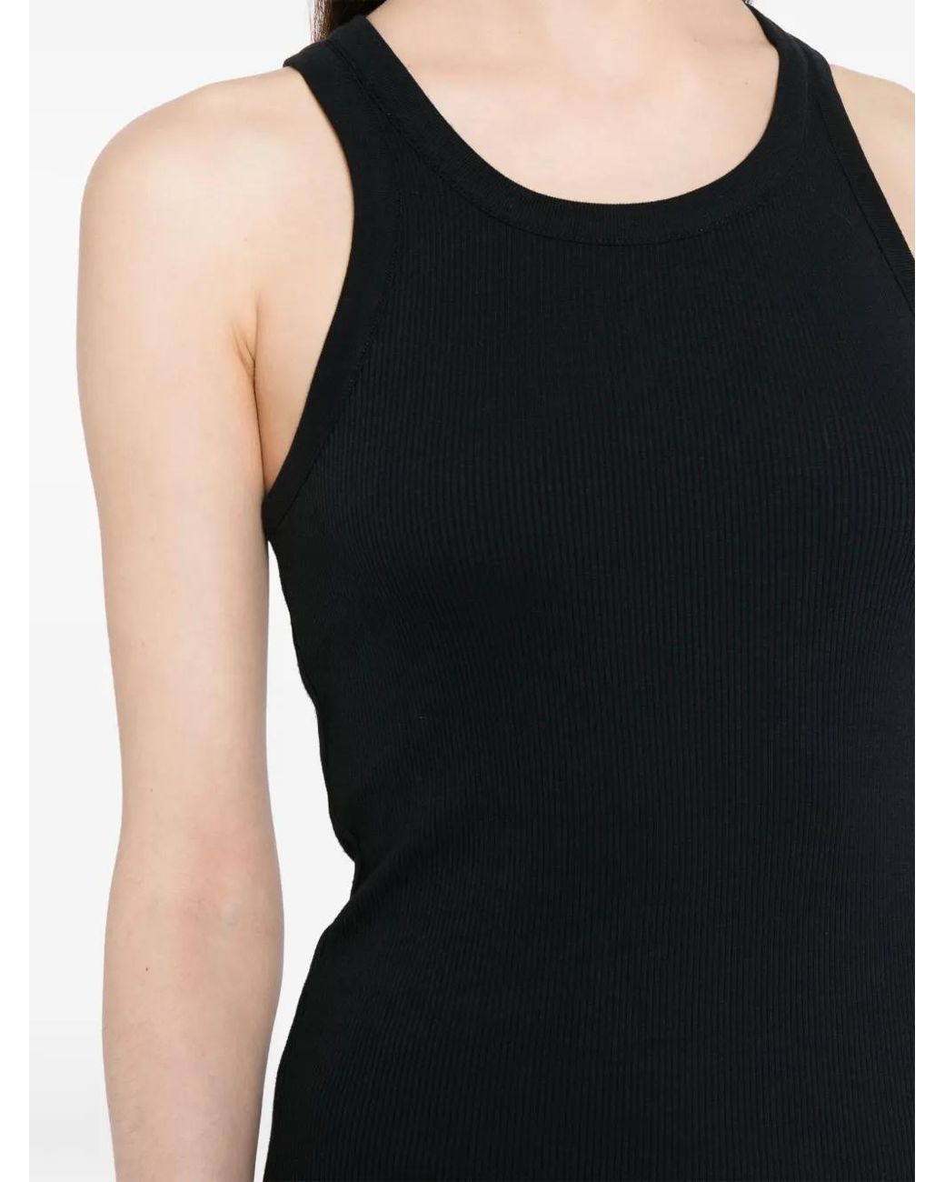 Vince Black Ribbed-Knit Sleeveless Tank Top