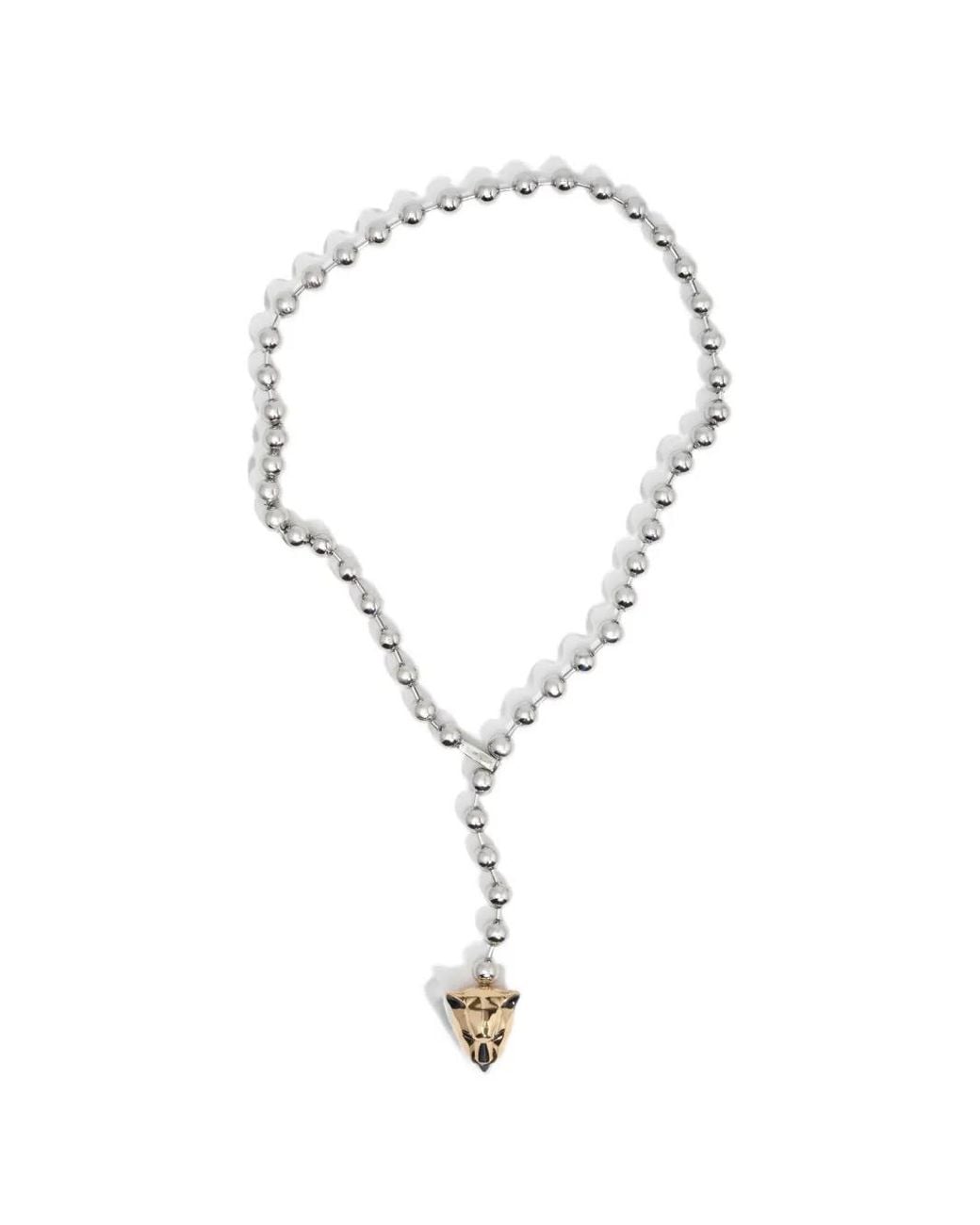 Bimba Y Lola White Chain And Panther-Head Necklace