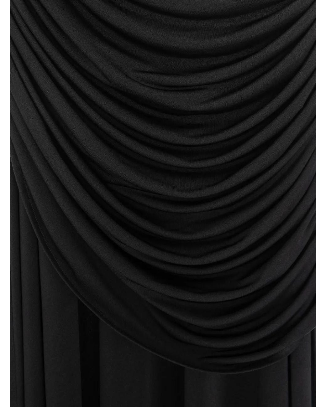 V:PM ATELIER Black Rogue Draped Ruched Maxi Dress