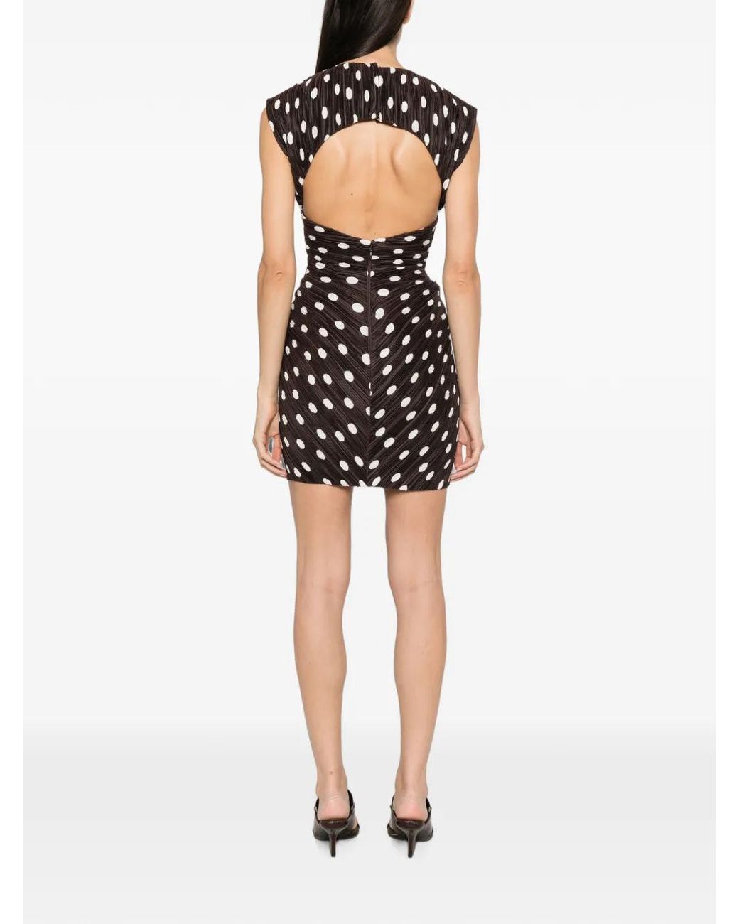 Cult Gaia Black Marilou Polka-Dot Plissé Dress