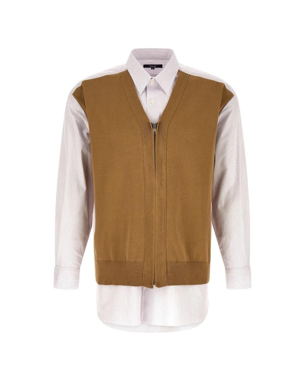 Comme des Garçons Natural Chemise À Rayures Et Gilet Sans Manches Superposé for men