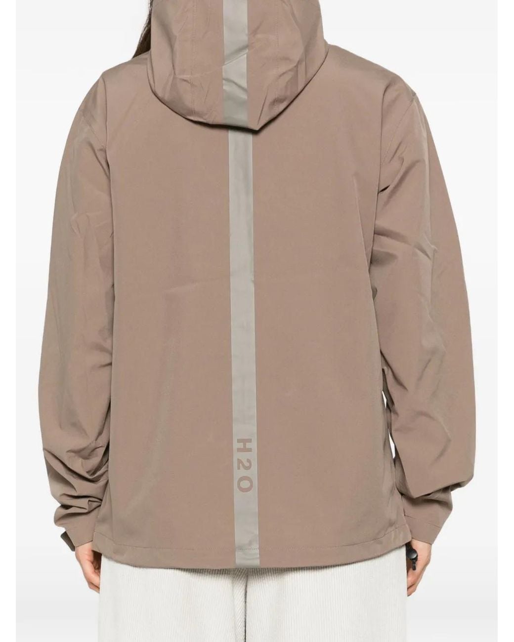 H2O SPORTSWEAR Brown Reflective-Stripe Hooded Trench Coat