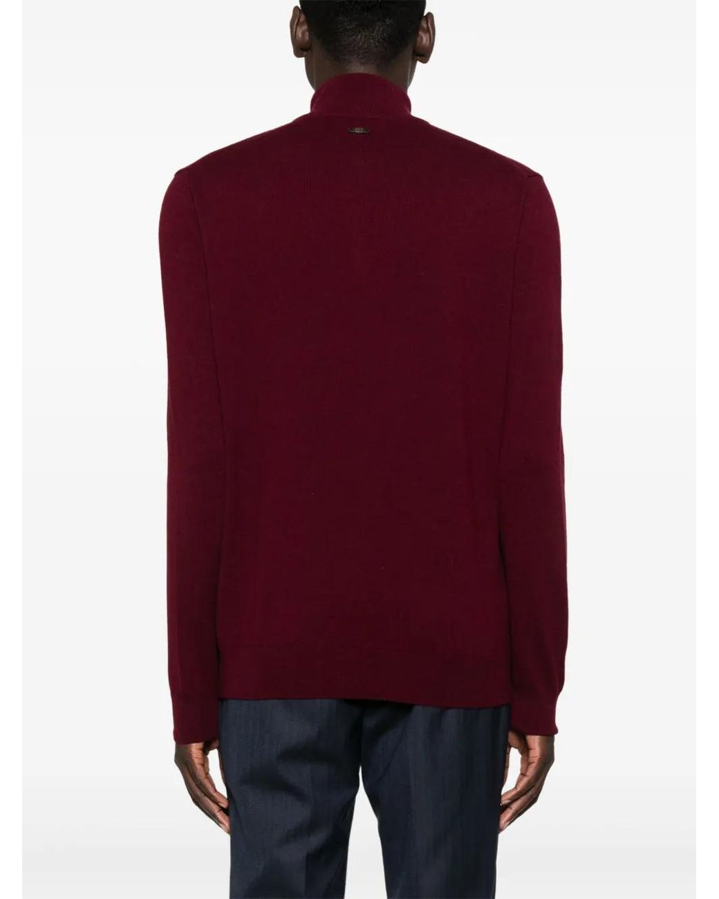 Corneliani Red High-Neck Half-Zip Jumper for men