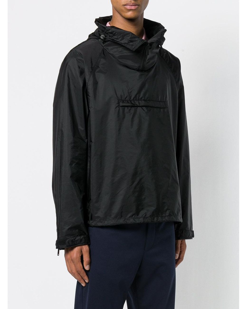 Prada Quarter Zip Windbreaker in Black 