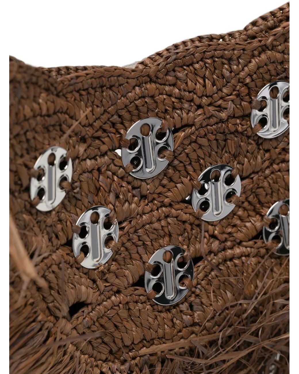 Rabanne Brown Crescent Moon Fringed Shoulder Bag