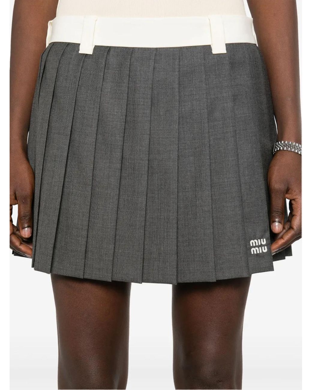 Miu Miu Mini-Plooirok in het Gray