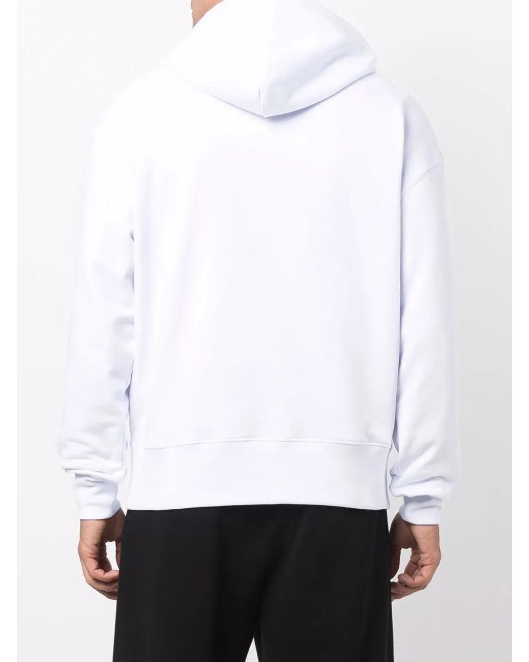 MSGM White High-Contrast Logo Hoodie for men